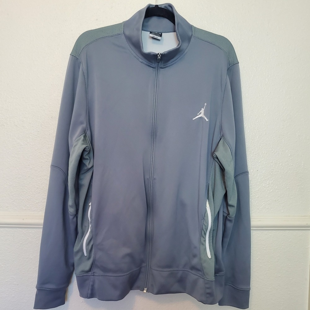Jordan Mens Dri-FIT Full Zip Track Jacket Gray Mesh Panels Jumpman XL